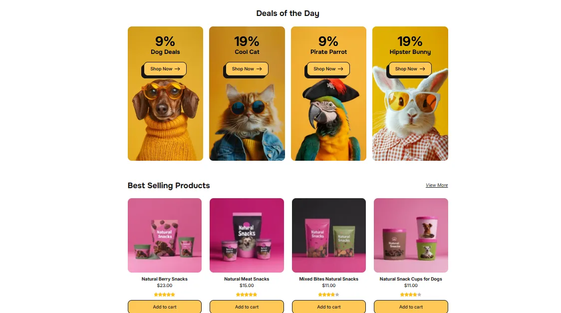 PetPal Deals of the Day and best selling pet products grid