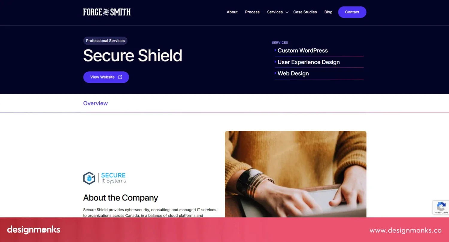 Secure Shield security services website case study by Forge and Smith