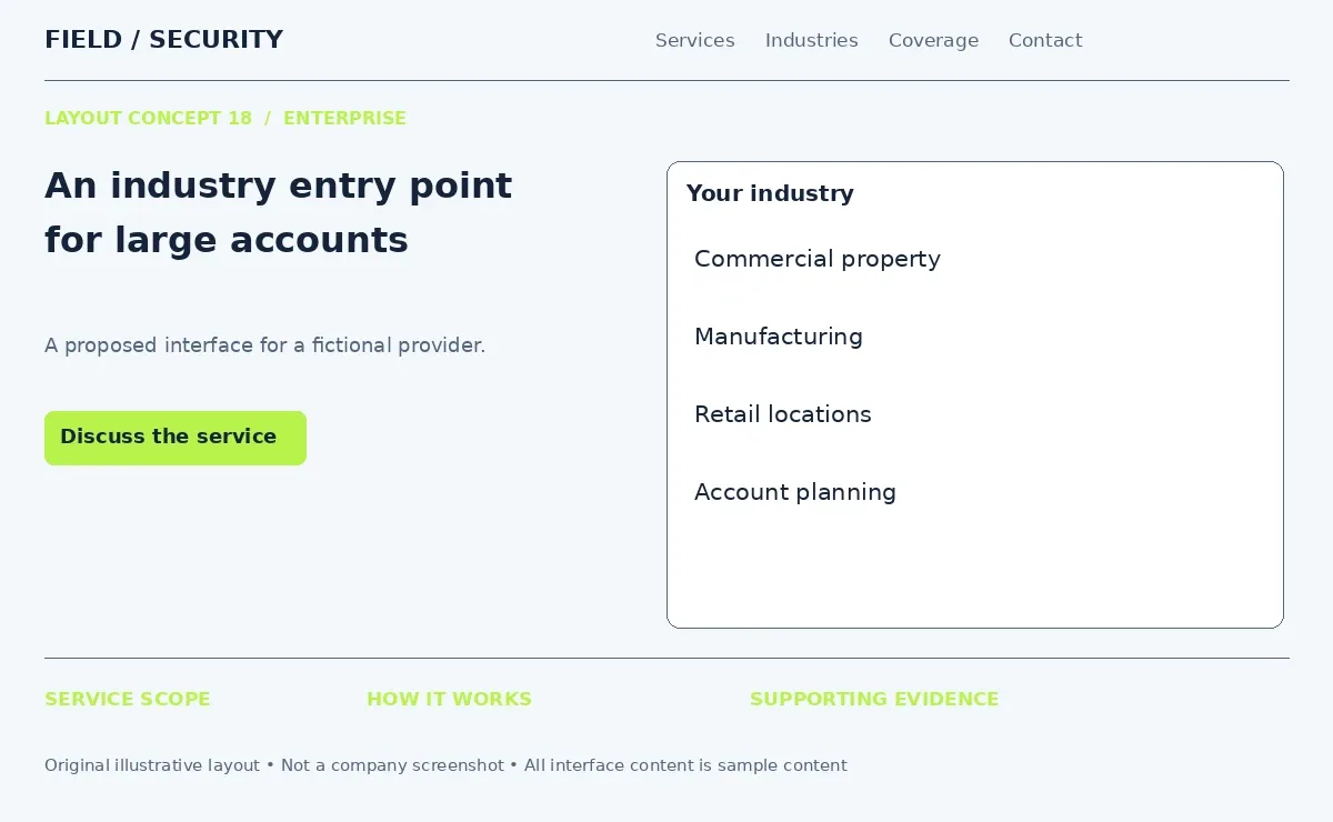 Illustrative industry selector for large security accounts