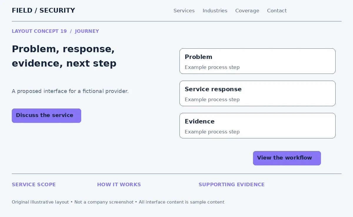 Illustrative problem, response and evidence journey for a security service
