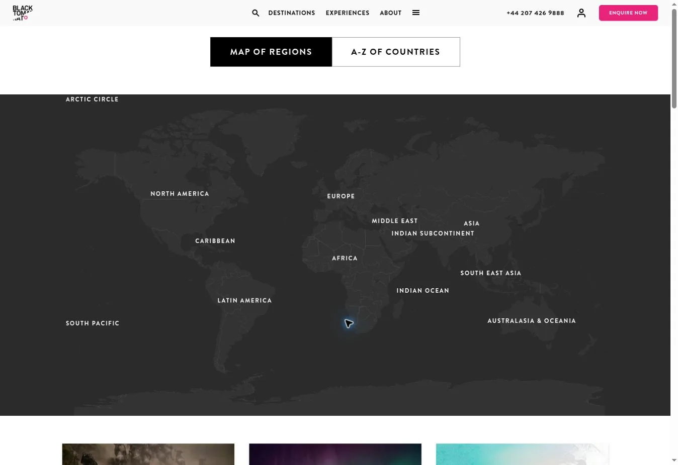 Black Tomato interactive map of regions