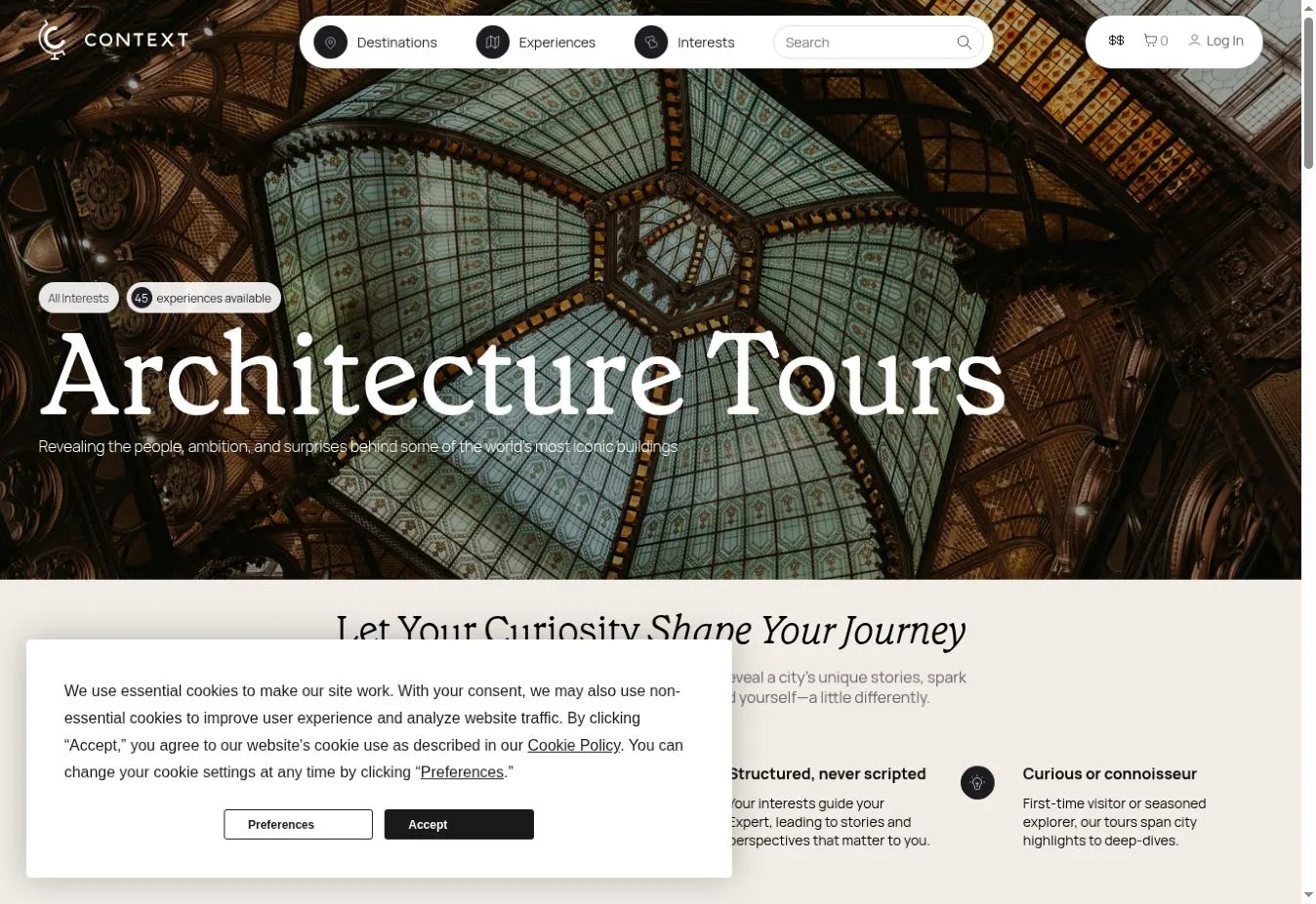 Context Travel Architecture Tours page