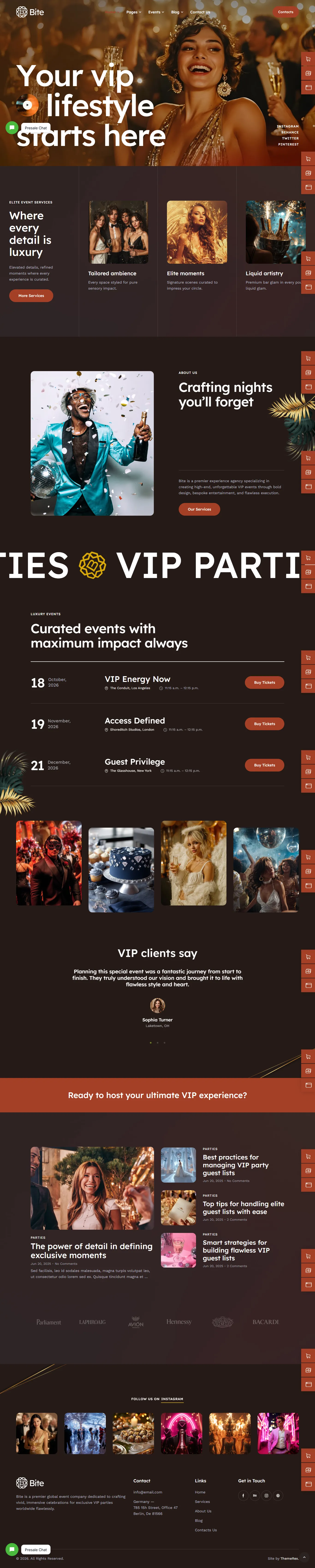 Party Planning Website Design and Development